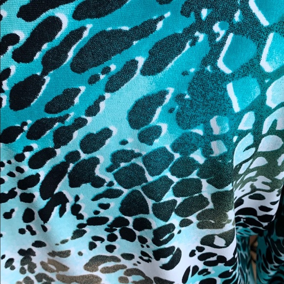 JM Collection Turquoise Embellished Top Medium - Picture 6 of 7